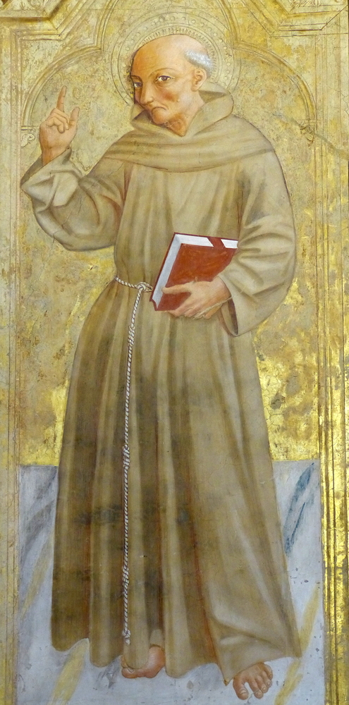 Montefalco ( Umbrien ). San Francesco - Kapelle des heiligen Bernhardin von Siena: Fresko des heiligen Bernhardin ( 1469 ) von Jacopo Vincioli.